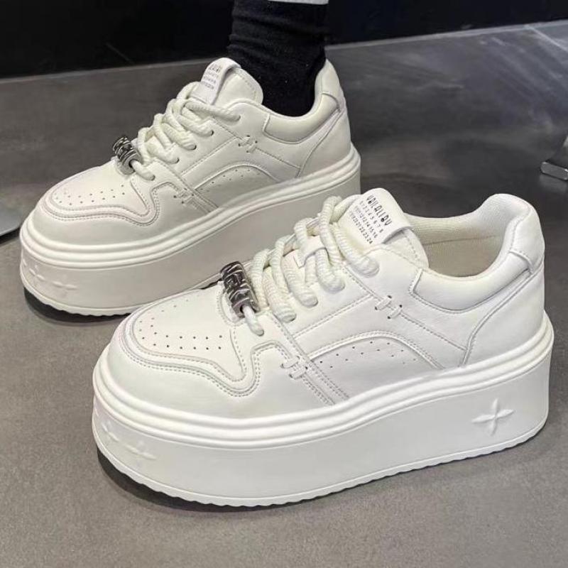 

Весенние кожаные белые кроссовки на платформе, массивная толстая подошва, повседневная обувь, увеличивающая рост, женская обувь, удобные женские кроссовки 35 белый