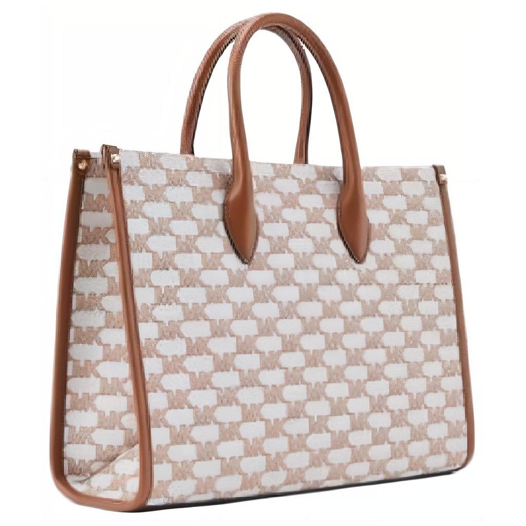 Michael Kors MK Mirella Classic Monogram Tote Commuter Fashion Women Tote Bag Beige Brown 35S2G7ZT6J-299