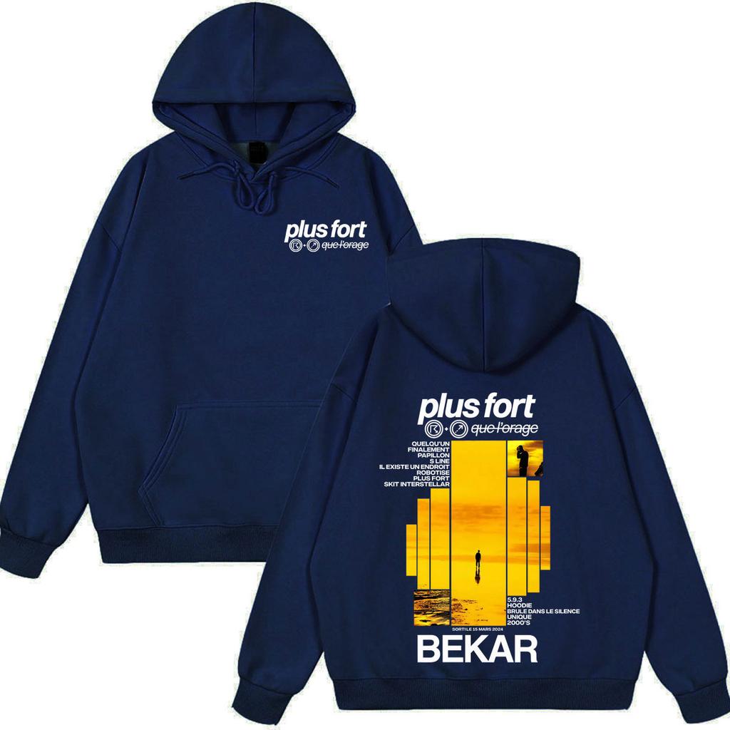 Rapper Bekar Plus Fort Album Grafik Hoodie Herren Damen Pullover Langarm Locker Lässig Übergroße Sweatshirts