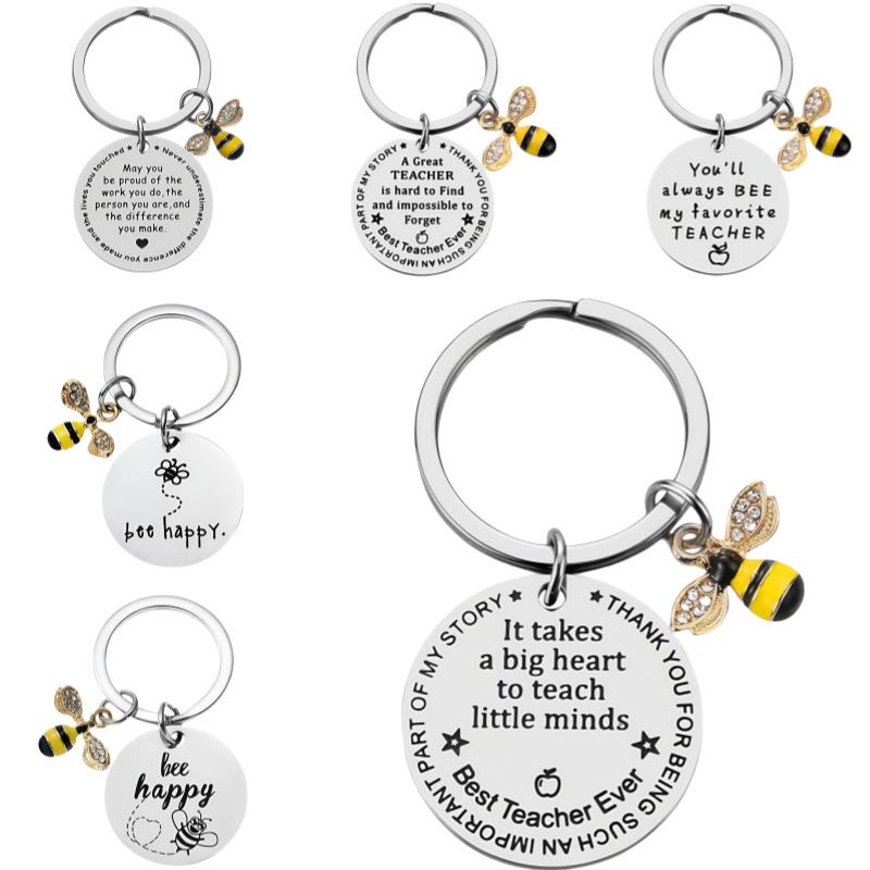 Teacher's Day & Thanksgiving Little Bee Engraved Inspirational Keychain Gifts