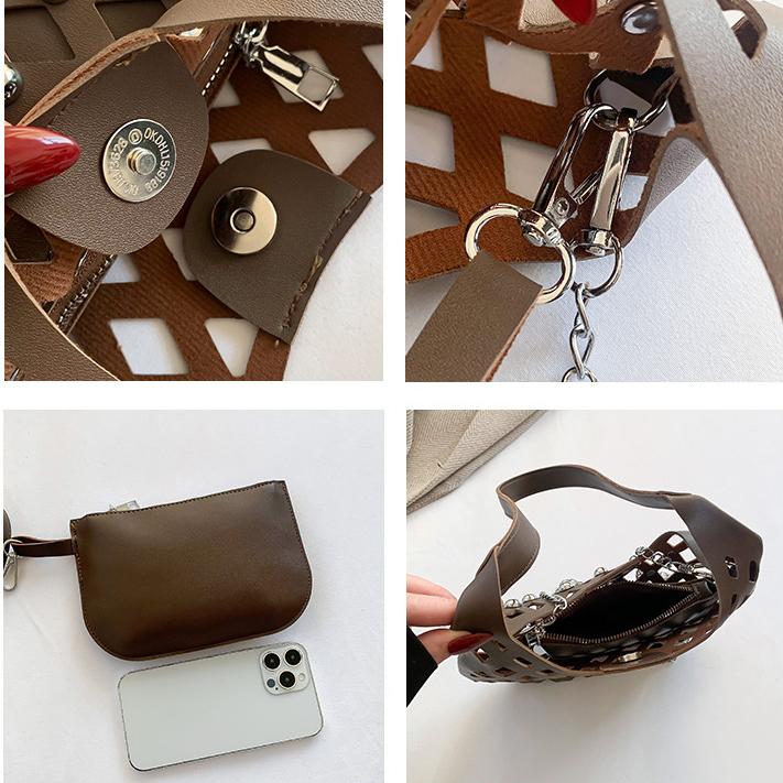 Hollow Underarm Bag for Women with Niche Design 2024 New Hollowed Out Sky Star Commuting Fashionable Rivet Single Shoulder Crossbody Bag