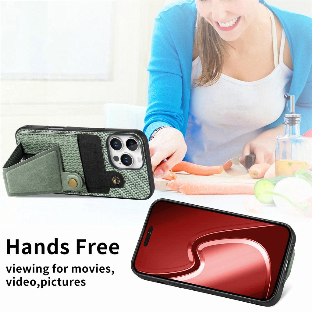 For iPhone 16 Pro Max Case K-Shaped Kickstand Leather+PC+TPU Phone Cover