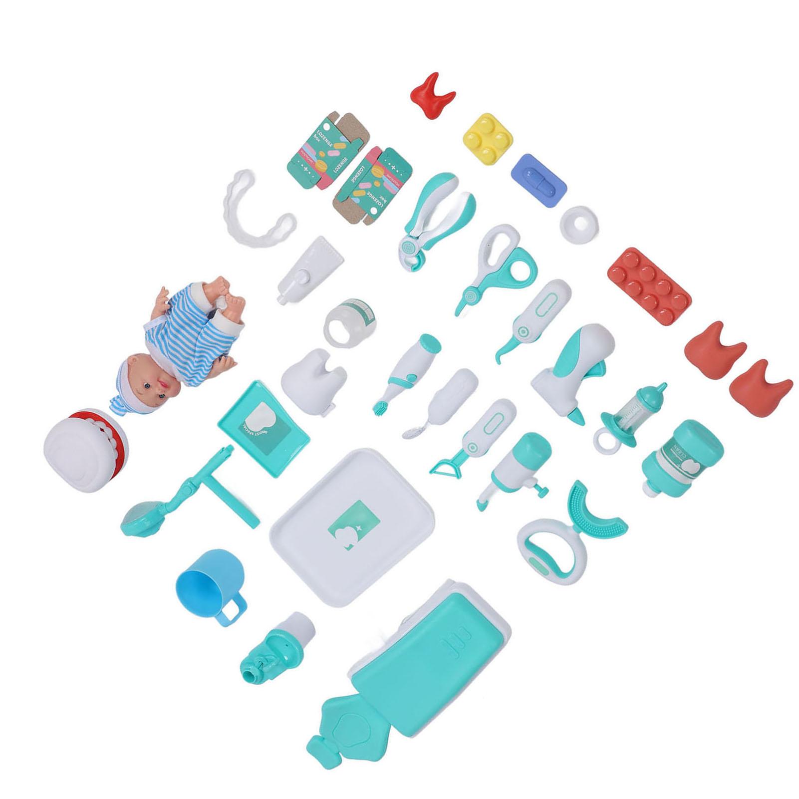 

Dentist Toys Set for Toddlers with Music Light Teeth Accessories Pretend Kit Toys Kids Dental Play Set