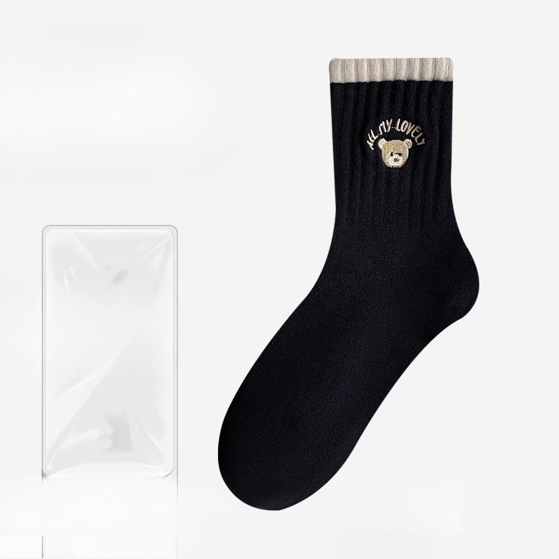 Female Autumn and Winter New Trend Pure Cotton All Take Skin Breathable Deodorant Wicking In Tube Socks
