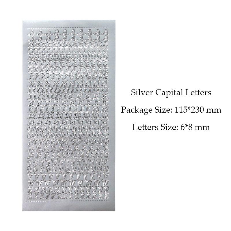 1 Sheet PVC Waterproof Durable Korean Golden Silver English Letter Stickers for Photos Albums Decoration