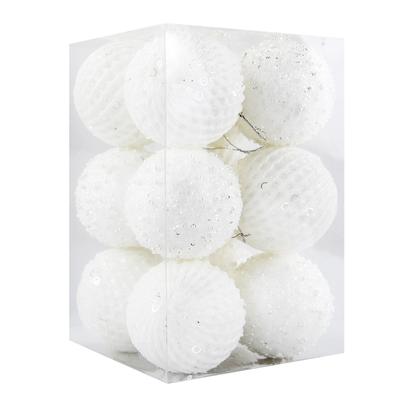 12ks 8cm koule na vánoční stromeček Ornament Velký třpyt Bílý Červený Vánoční stromeček závěsný přívěsek dekorace pro domov 2025 novoroční dárek