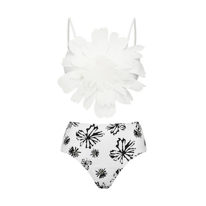 1011 Europäisches und amerikanisches neues Bikini-Blumen-Dekorationsdruck-Split-Badeanzug- und Wickelrock-Set 1111