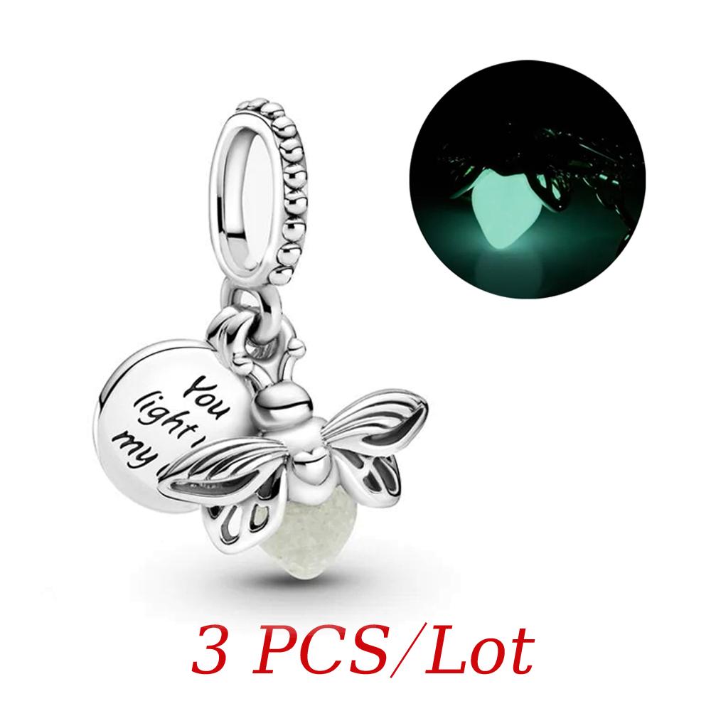 Summer Glow-in-the-dark Firefly Charm Pan Bracelet DIY Silver Gold Plated Women Jewelry Gift for Her