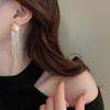 Rhombus metal tassel silver needle earrings personalized geometric temperament earrings