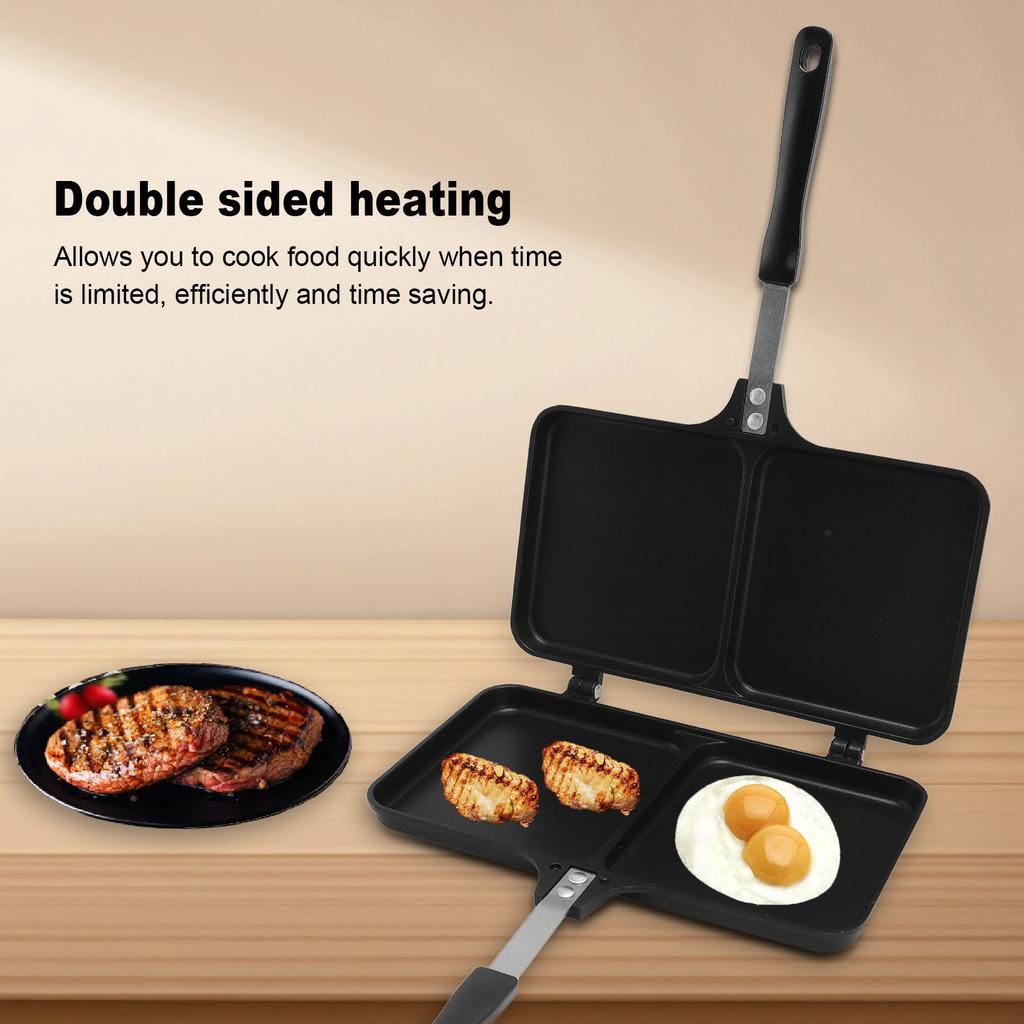 Sandwich Pan Aluminum Alloy Double Sided Anti Stick Sandwich Frying Pan for Home Kitchen Baking