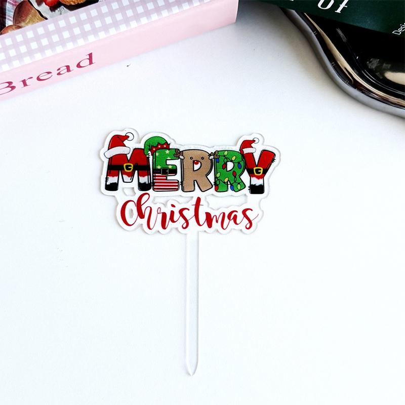 Christmas Cake Decoration New Ins Style Acrylic Diverse Patterns Merry Christmas 2025 New Year Cake Insert Card Decoration