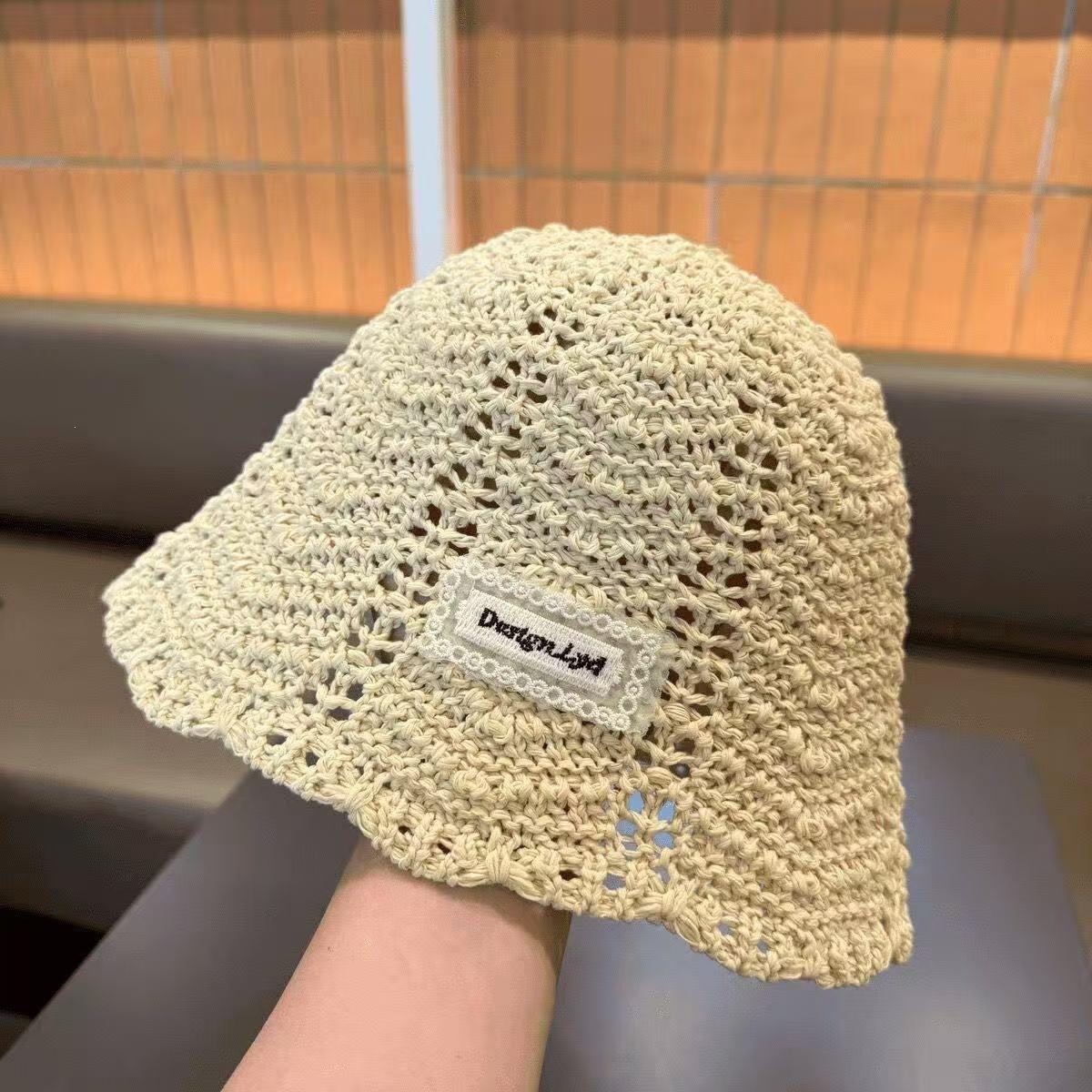 K-style sun protection sun thin girl sun hat bucket hat fisherman hat season baby hat summer breathable straw as the picture