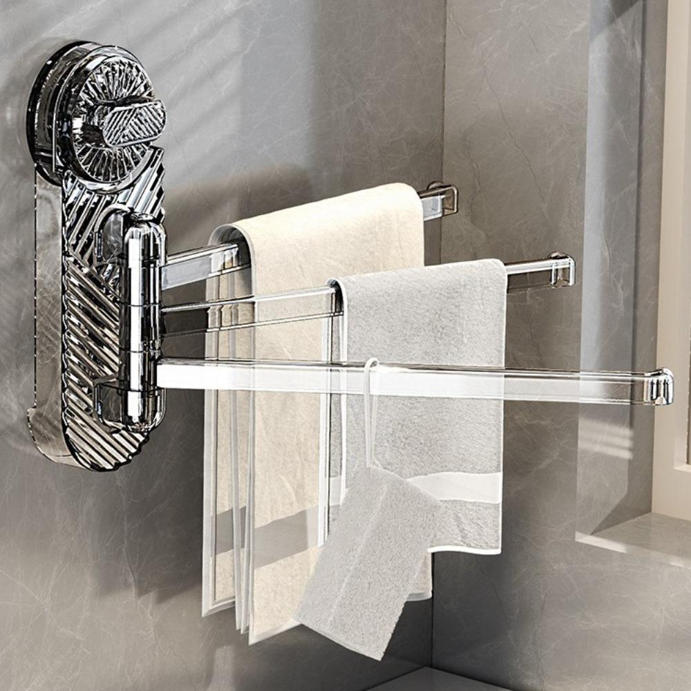 180°Rotating Suction Cup Towel Rack Multi-pole Toilet Towel Rod Clothes Hanger  for Kitchen