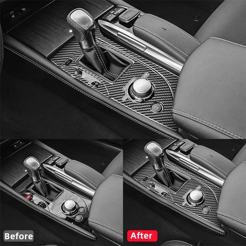 For Lexus GS 2013- Interior Accessories Carbon Fiber Car Central Control Gear Panel Trim Cover Decoration Frame Stickers