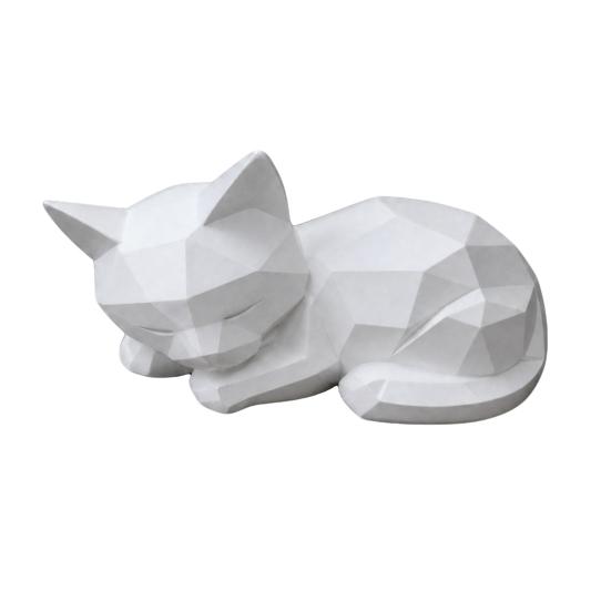 Geometric Sleeping Cat Figurine Minimalist Cat 3D Printed Statue