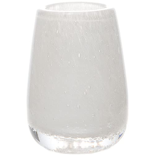 FOYER Flower Vase, White Glass, 10cm H x 7cm W, 2c00025WH