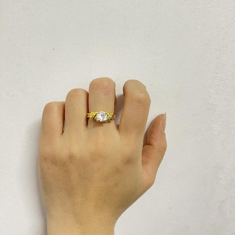 Women's Fashion Gold Cross Ring Wedding Ring Engagement Ring Simple Ring Gift for Women