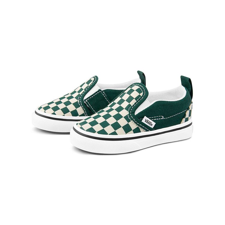 Vans Old Skool V Canvas Green And White Checkerboard Low Top Walker Shoes Baby sneaker VN0A34882NH
