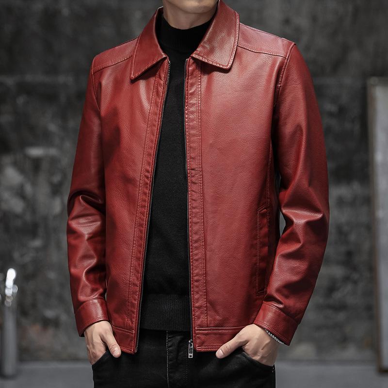 Herren PU-Leder Stehkragen Jacke - Weich, Vielseitig, Leichter Business Casual Mantel für Herbst und Winter