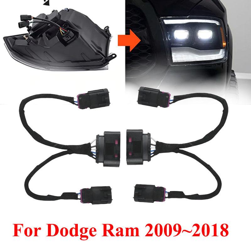 Auto Conversion Harnesses Quad Housing To Projector Headlight Wring Connector For Dodge Ram 2009 2010 2011 2012 2013 2014-2018
