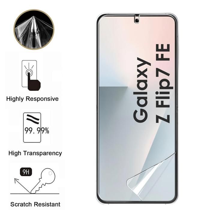 Protection Ecran et Caméra - PHONILLICO - Samsung Galaxy Z FLIP 7 FE - Pack 2 - Verre Trempé - Anti Rayure