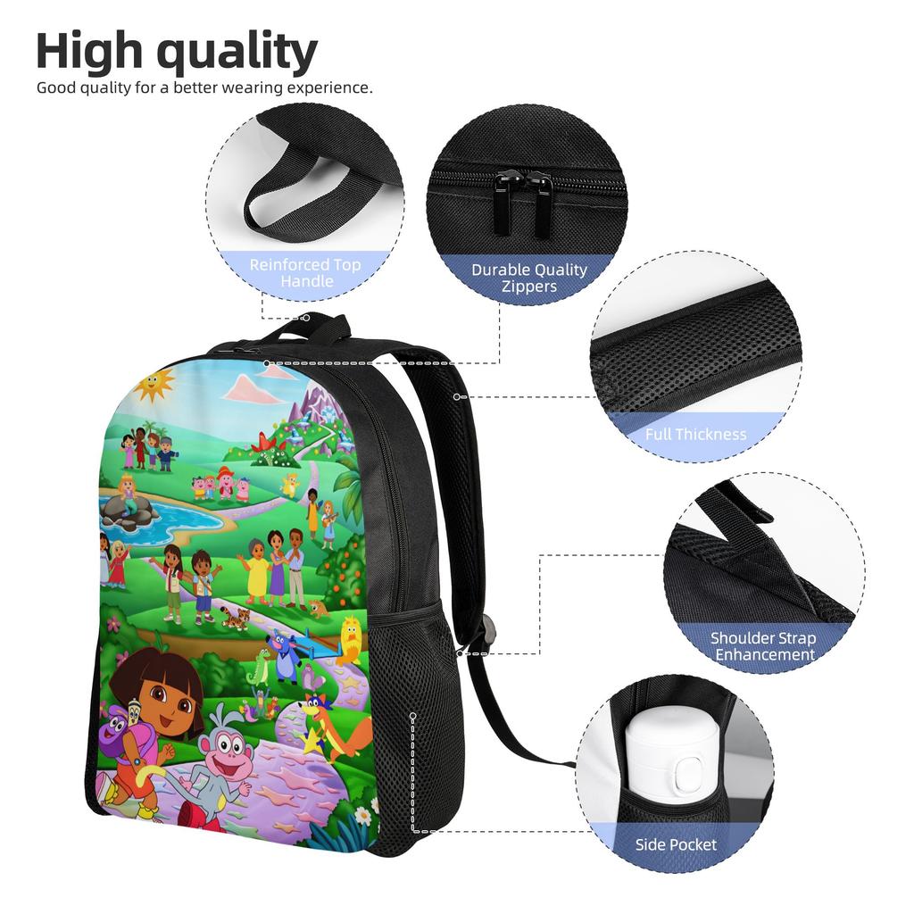 D-Doras and Friends Backpack  Daily Backpacks Female Fun High School Bags Colorful Print Rucksack