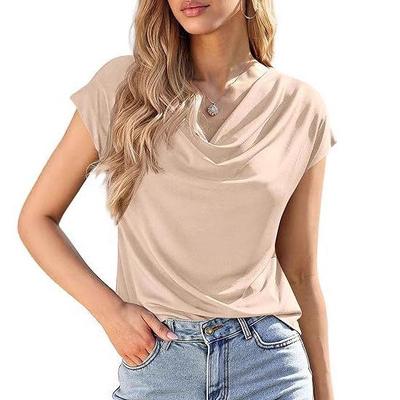 European and American Women's High Neck Summer Pullover T-shirt