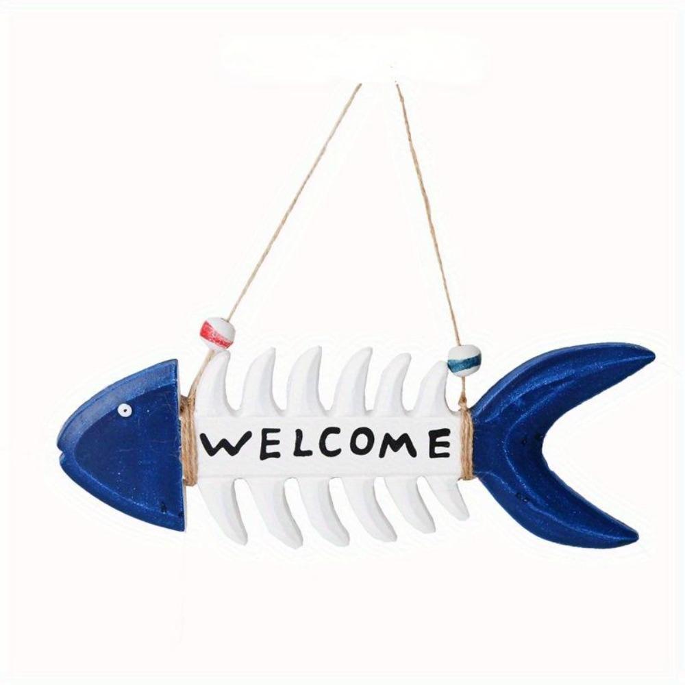 1 ks Středomořské Dřevěné Rybí Kosti Rybí Kost Vítejte K Zavěšení na Zeď Ozdoby Nástěnná Dekorace