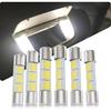 28mm Sun Visor Vanity Mirror Lights 6614F 29mm LED Car Bulb 6000k White Lights 6612F 6641 Fuse Type Bulbs, DC 12V 3SMD 5050 Chips, Pack of 6