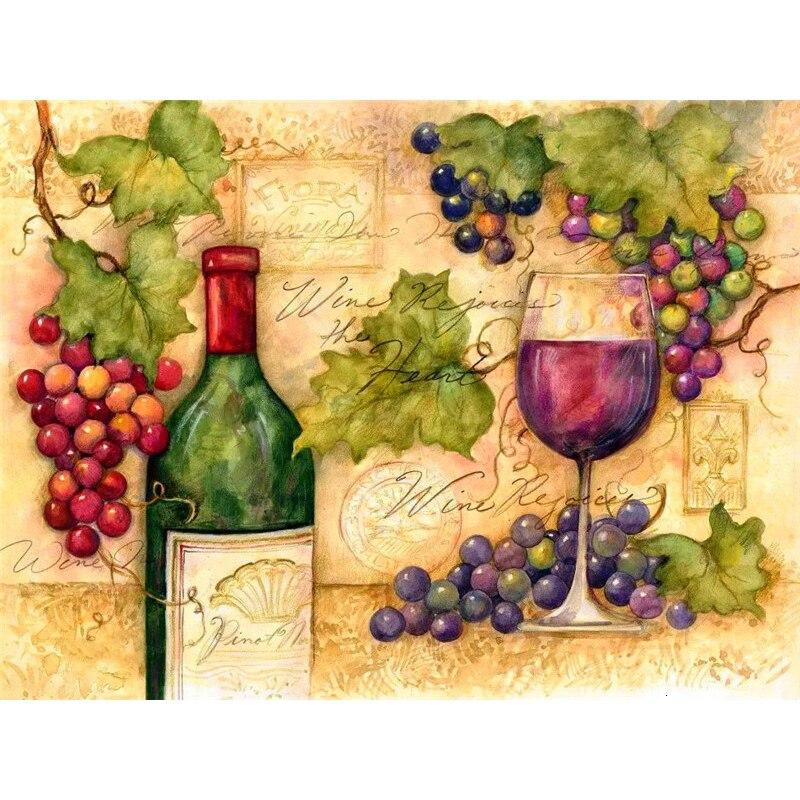 New 5D DIY Diamond Painting Wine Diamond Embroidery Fruit Cross Stitch Full Round Drill Crafts Home Decor Manual Art Gift