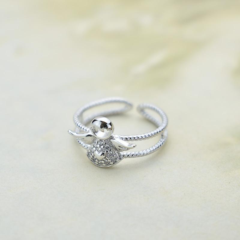 Fashion Letter Ring Opening Love Flower Adjustable Ring Hipster Personality Double Index Finger Jewelry