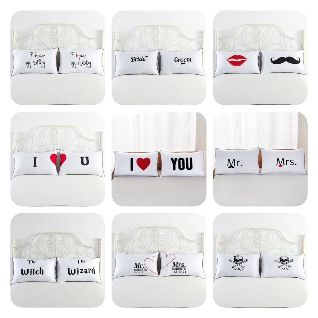 Couple 1 Pair Lovers Home Decor Pillow Case Sofa Waist Throw Cushion Cover