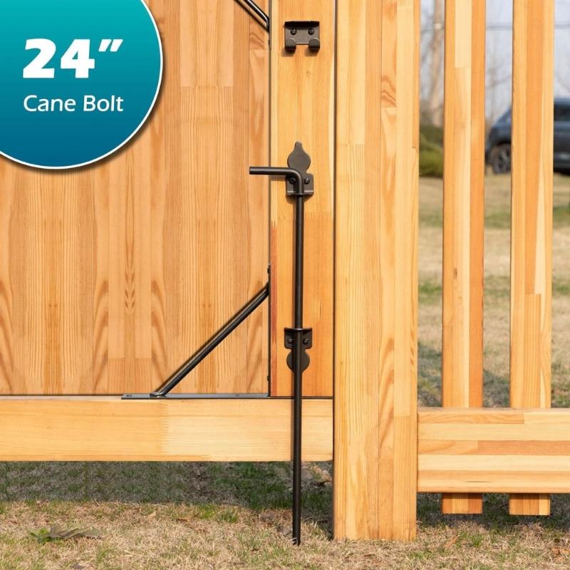 24in Gate Rod Bolt Set in Metal with Mount Plates and Ready Holes for Yard Fence Side Entry Hardware for Property Use