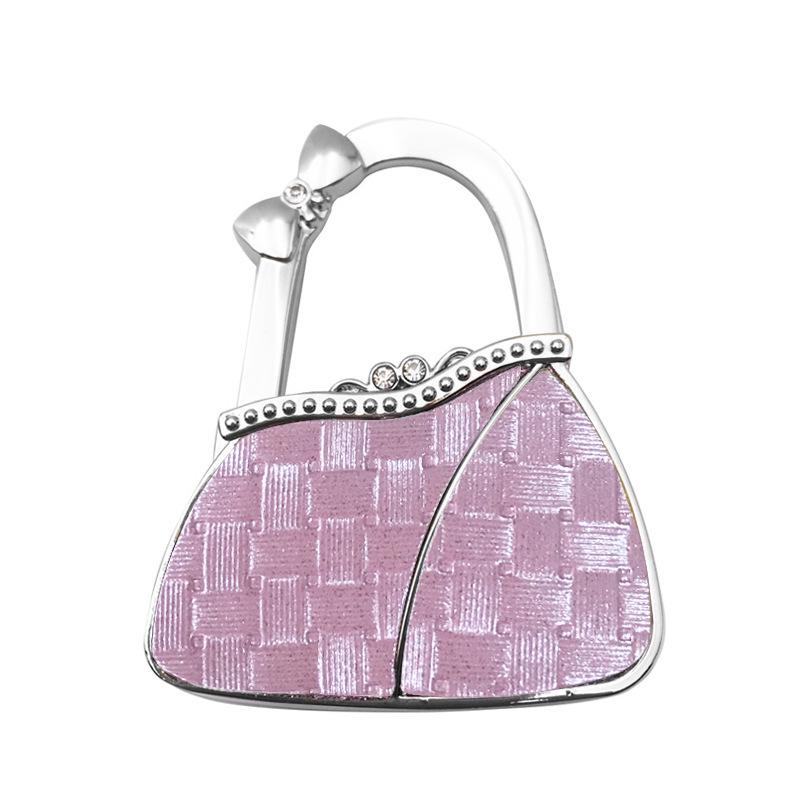 In Stock: New Style Dual-Diamond Folding Portable Metal Handbag Hook & Desktop Stand