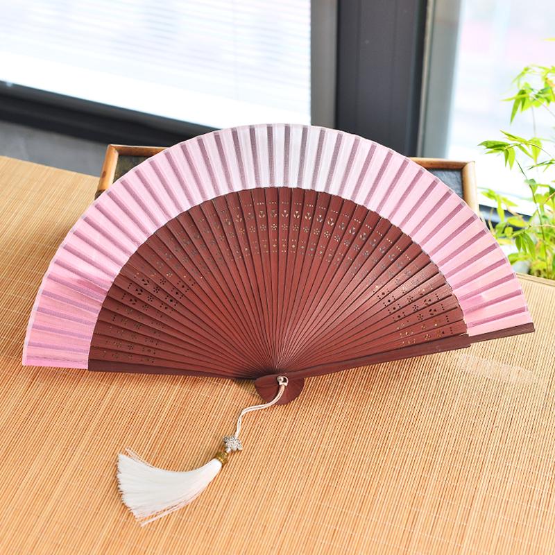 Chinese Custom Folding Fan Simulated Silk Fan Surface Bamboo Fan Bones Stage, Stage Props Decorative Crafts Chinese Culture