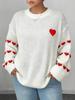 2026 New European and American Large-size Sweater Contrasting Colors Love Embroidery Splicing Cross-border Women's Clothing Casual Pullover Loose 