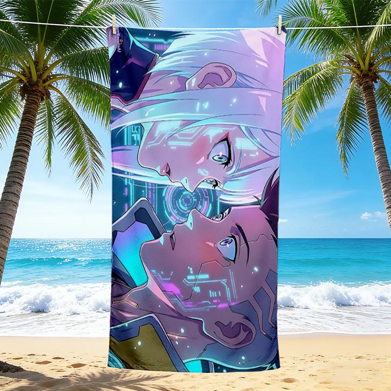 1Pc Cyberpunk Romance Beach Towel Quick Dry Multiuse For Beach Pool Gym Yoga Home Travel Christmas Halloween Xmas Gift S1182