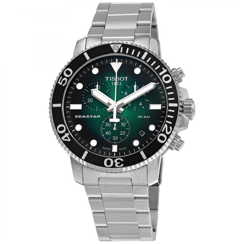 Tissot SeaStar Chronograph Quartz Green Dial Men S Watch T120.417.11.091.01
