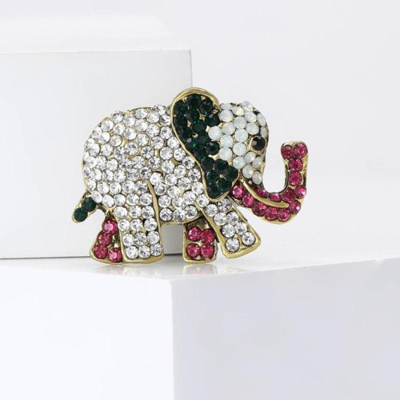

Enamel Rhinestone Elephant Brooches for Women Unisex Animal Pins Multi-color Available Fashion Jewellery Accessories Gifts