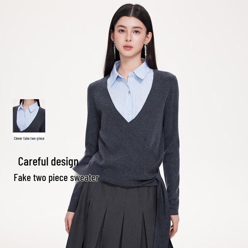 

FivePlus Knitted Fake Two-Piece Shirt Collar Top S