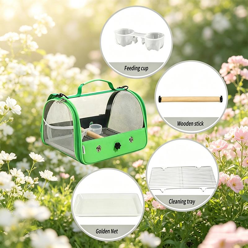 New Bird Transport Cage Bird Travel Carrier with Perch Breathable Space Parrot Go Out Backpack Multi-functional Bird Bag Outdoor