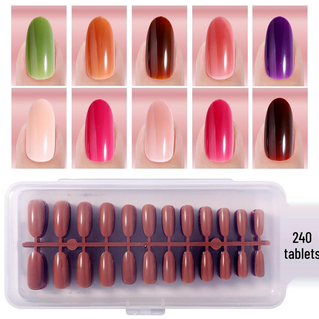 Colored Glitter Nail Art Tips - 240-Piece Set with Various Styles and Multiple Colors, Boxed Fake Fingernail Stickers