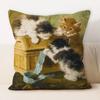 Oil Painting Cat Cat Picture Pillowcase Living Room Sofa Cushion Cover Bedside Pillow Pillowcase Home Decoration