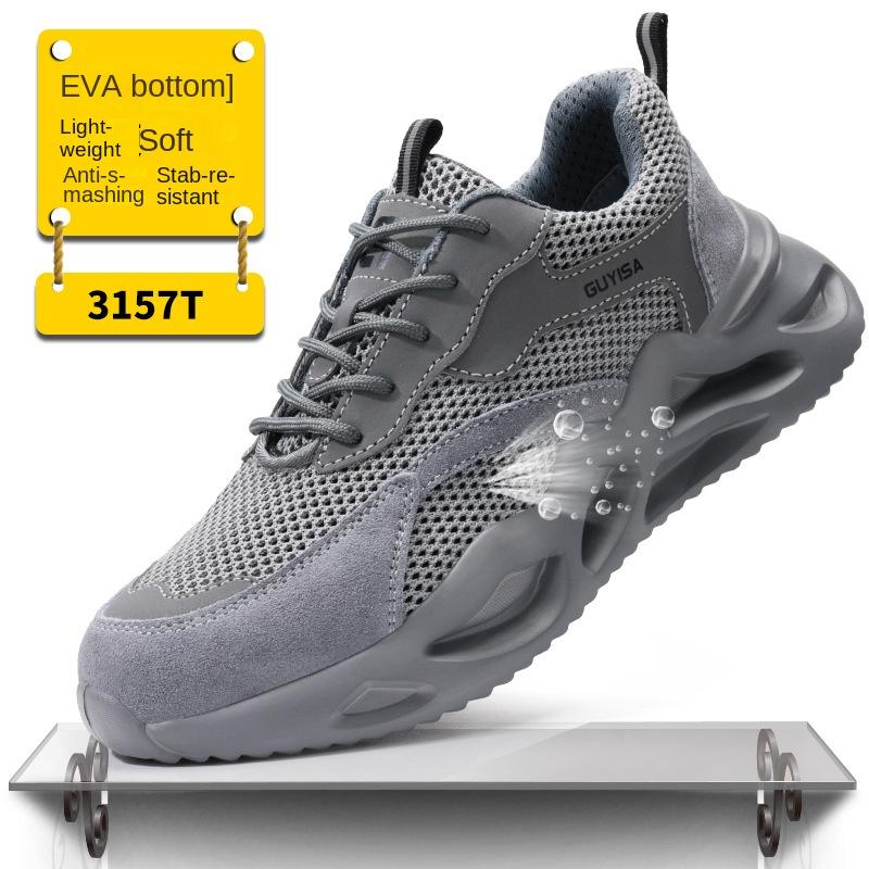 Pracovní obuv pro muže, odolná proti rozbití a propíchnutí, letní prodyšná pánská obuv s ocelovou hlavou, bezpečnostní obuv