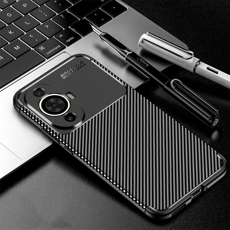 For Huawei Nova 12S Case Cover Huawei Nova 12S Capa Carbon Fiber Texture Bumper Shockproof TPU Soft Cover Huawei Nova 12S Funda