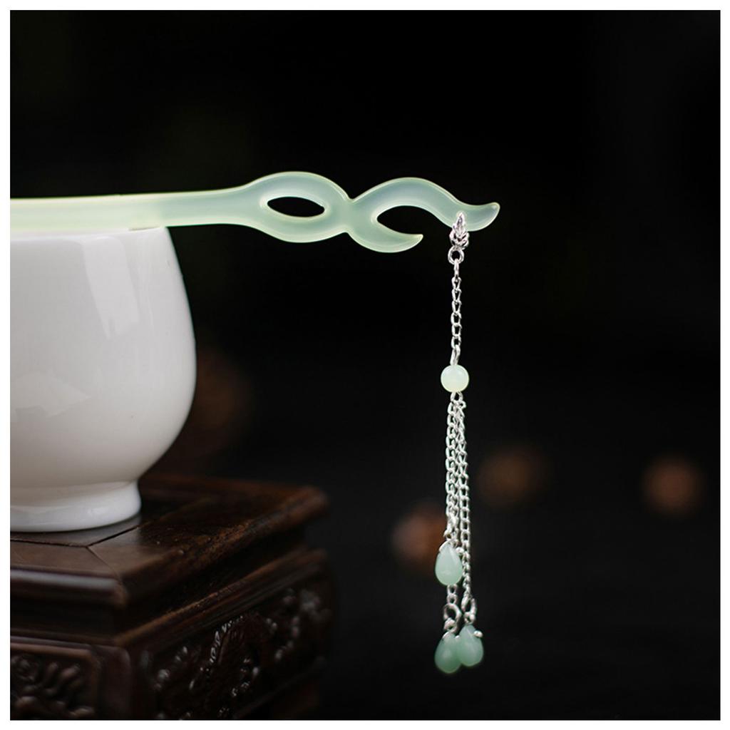 Vintage Chinesischer Stil Holz Haarstäbe für Frauen Mädchen Mond Quaste Haarnadel Haarspange Hanfu Kopfschmuck Schmuck Haarschmuck
