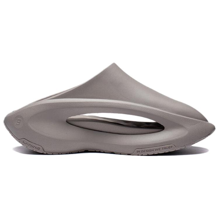 Li Ning Yun You Slay Slip Resistant Odor Resistant Abrasion Resistant Slide Slippers Unisex Cashmere Gray AZSV021-4