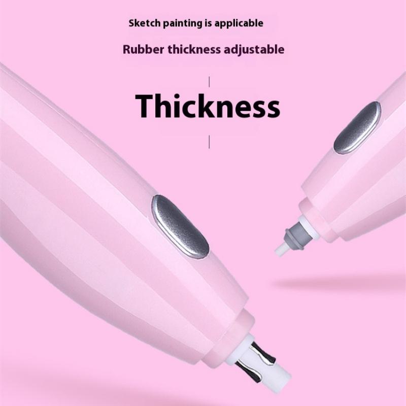 A Set of Electric Eraser with Refills Automatic Rotary Quick Wipe School Supplies for Sketching, Revision (Battery Not Included)