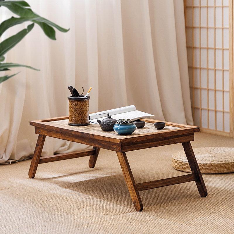 Japanese Solid Wood Folding Bay Window Tea Table Small Zen Coffee Table for Home Living Room Tatami Mat Portable