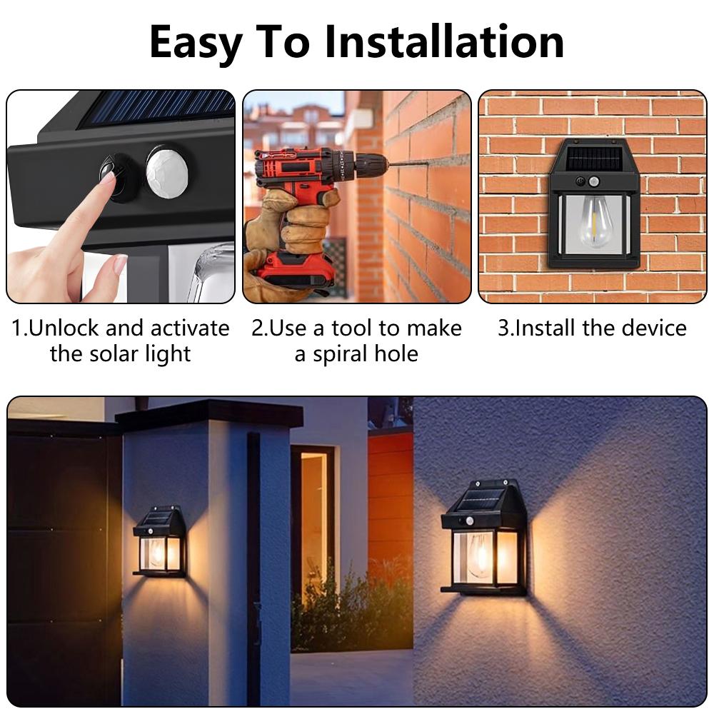 2000LM Solar Outdoor Lights Smart Sensor Wall Lamp Balcony Garden Decoration Outdoor Mood Light Solar Night Decorative Lamp